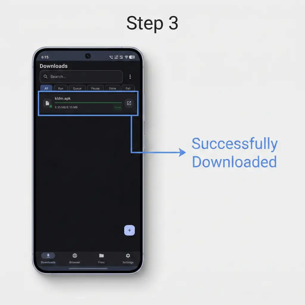 Step 3: Tap download to start the APK file transfer